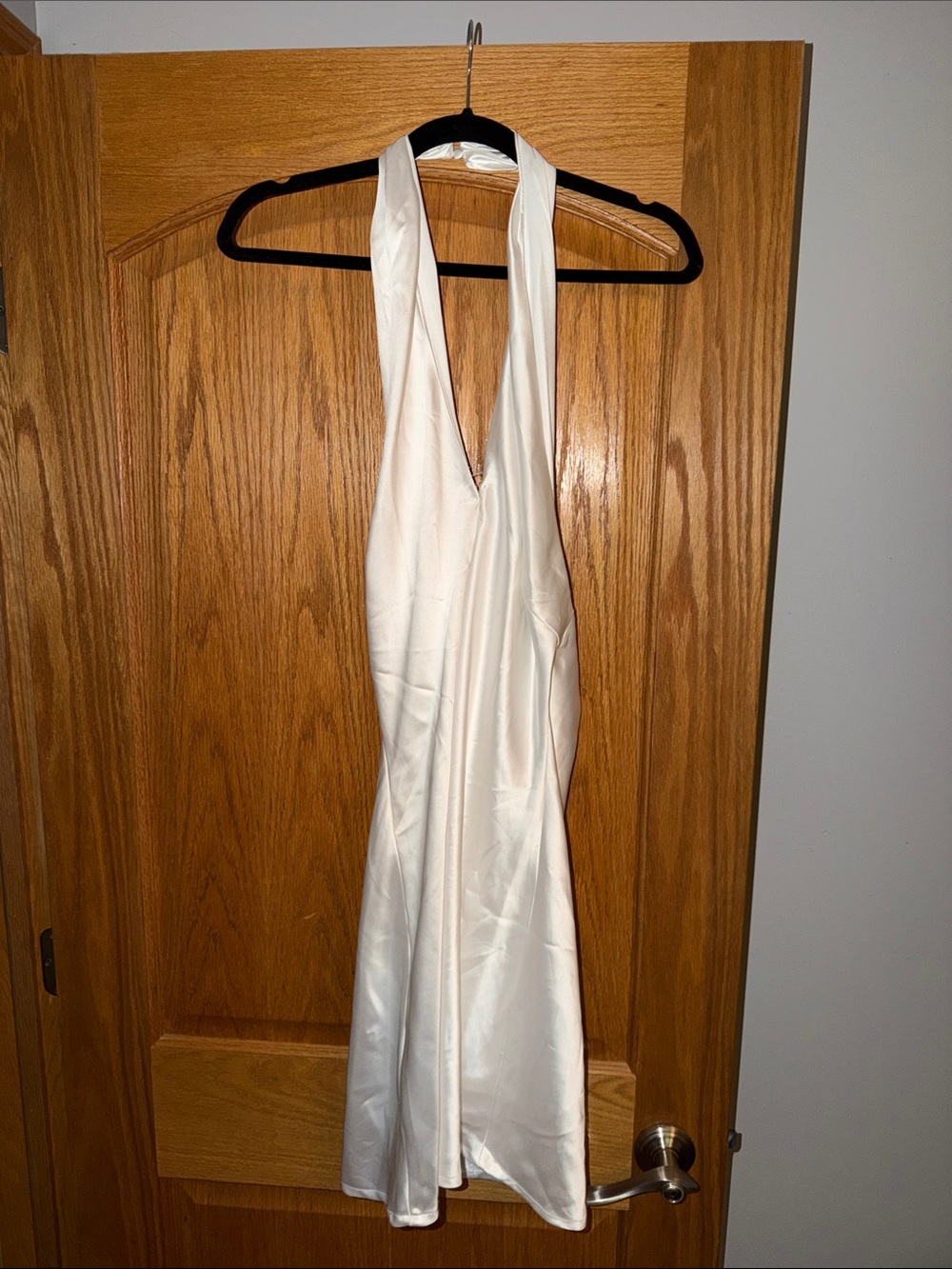 Lulu's Ivory Satin Halter Slip Dress